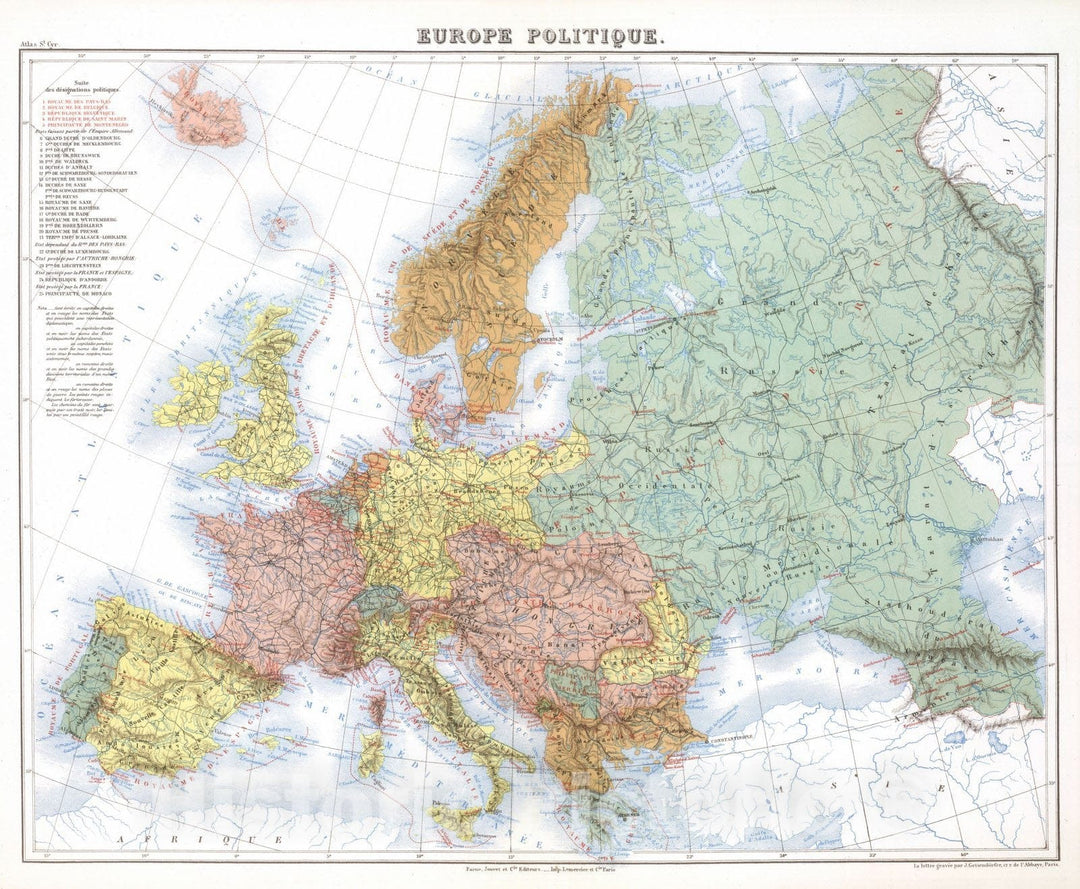 Historic Map : 1882 Europe Politique. - Vintage Wall Art