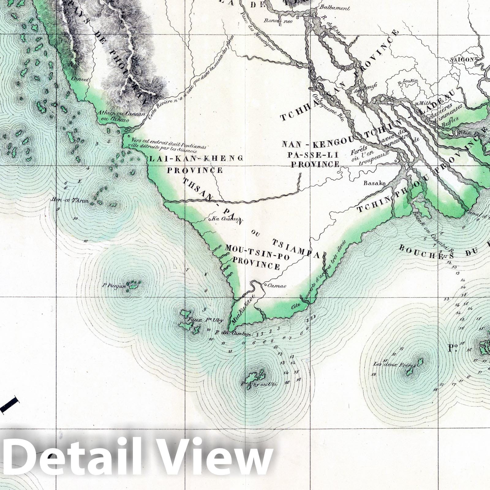 Cambodia - Nautical Chart, 1827 - Historical Map Print