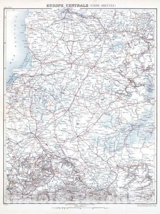 Historic Map : Belarus; Lithuania, 1882 Europe Centrale (Partie Orientale). , Vintage Wall Art