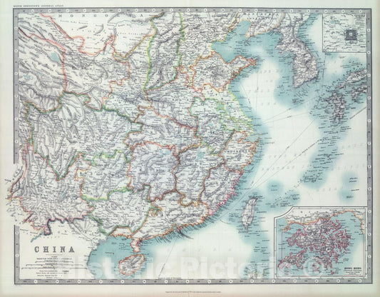 Historic Wall Map : 1910 China. - Vintage Wall Art