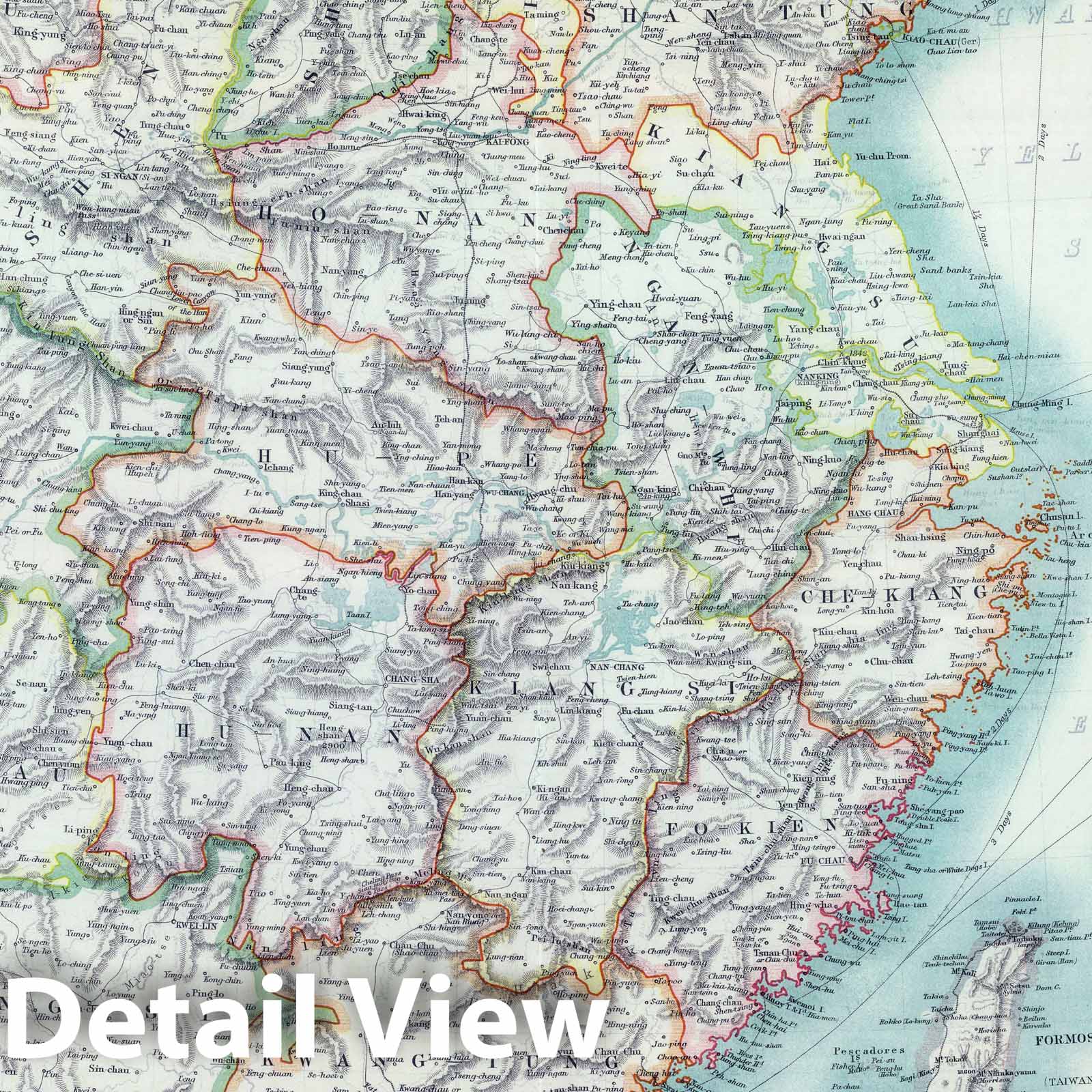 China, Hong Kong, and Peking, 1910 - Historical Map Print