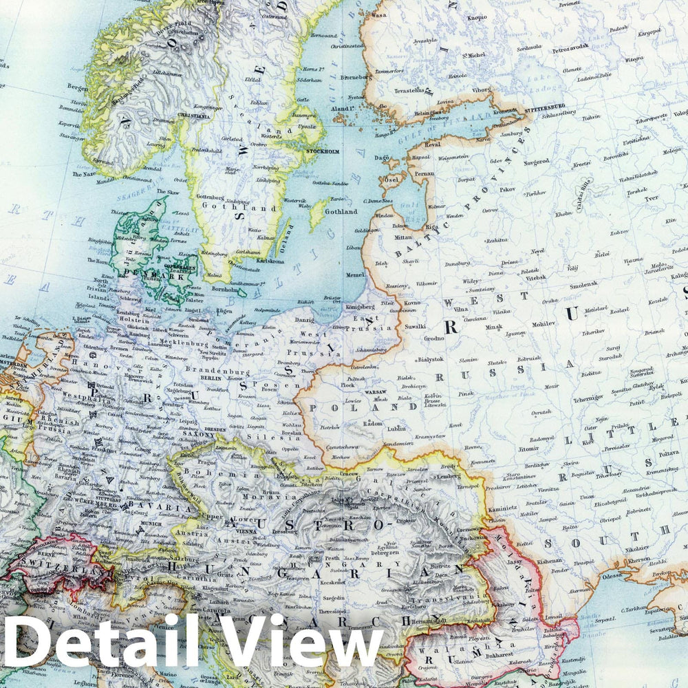 Historic Map : 1893 Europe : Vintage Wall Art