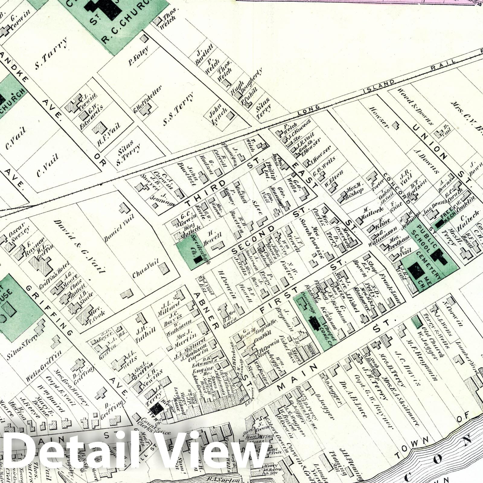 Riverhead, Suffolk County, Long Island - Property Map, 1873 - Historical Atlas Print