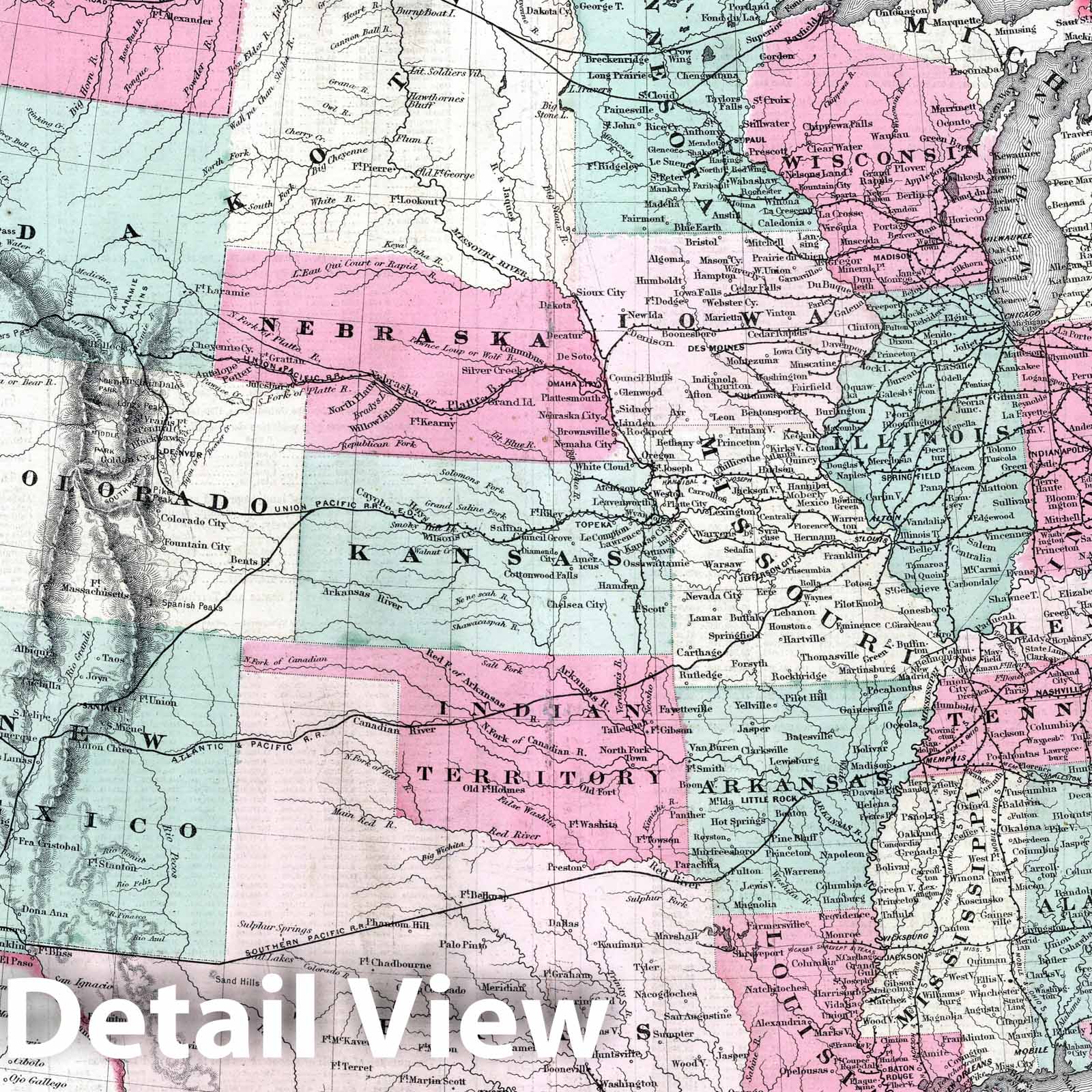 United States of America, 1869 - Historical Map Print