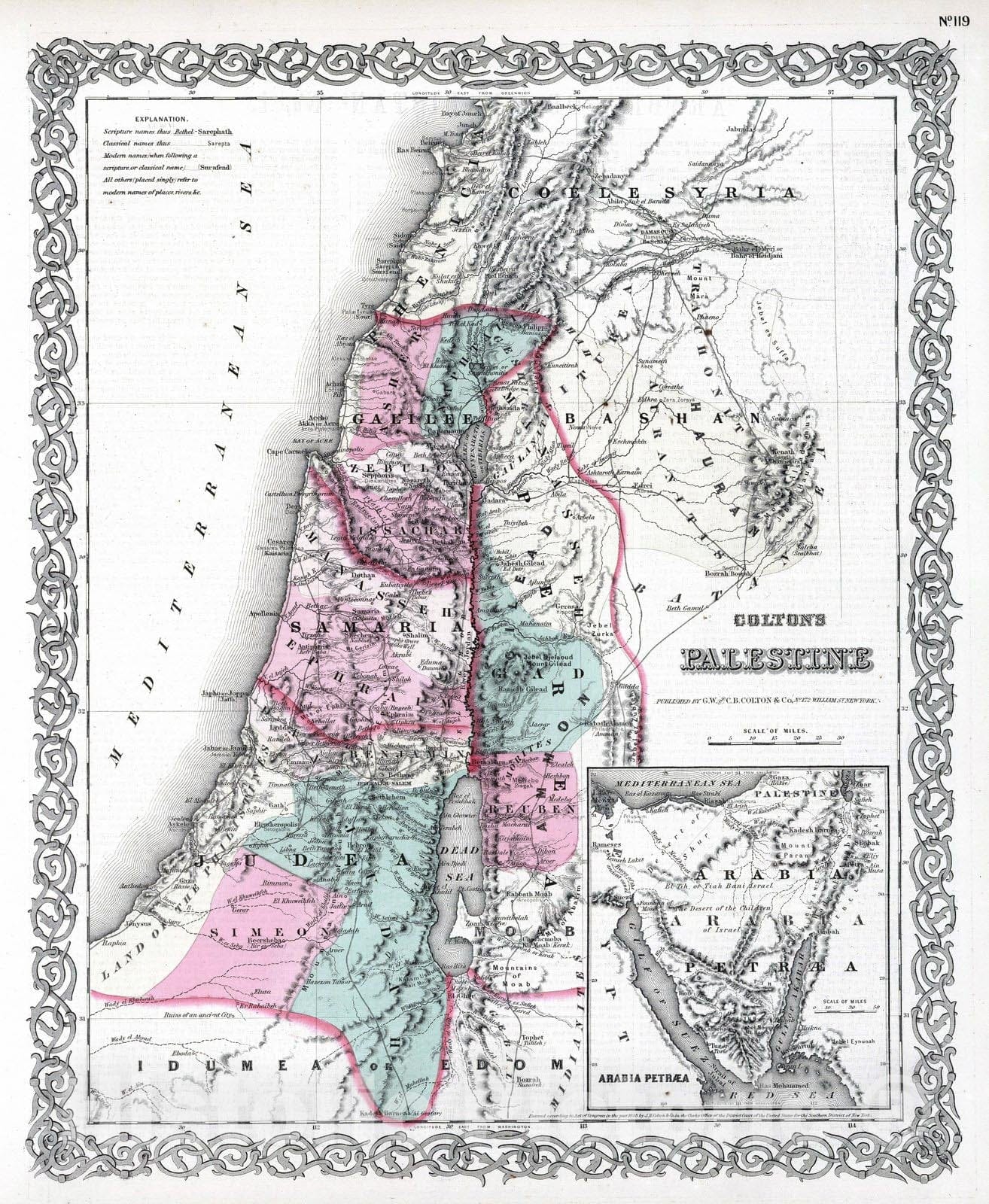 Historic Map : 1869 Palestine - Vintage Wall Art