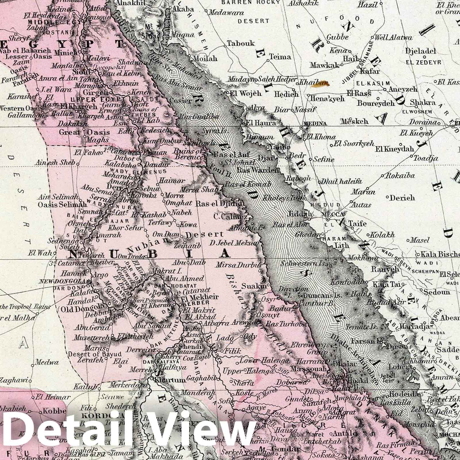 North Eastern Africa, 1869 - Historical Map Print