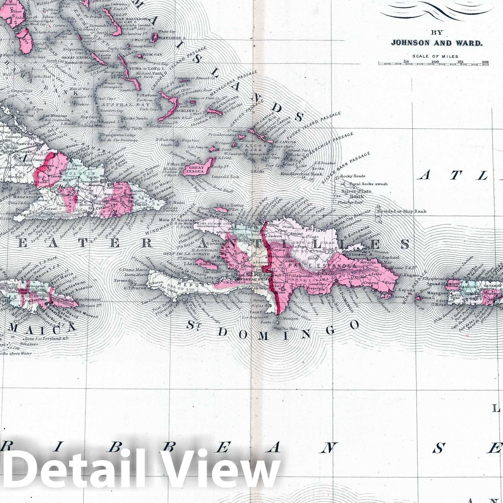 West Indies - Nautical Chart, 1864 - Historical Map Print