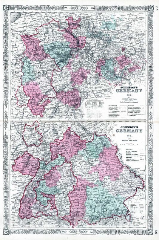 Historic Map : 1864 Germany, Nos. 2 and 3 - Vintage Wall Art
