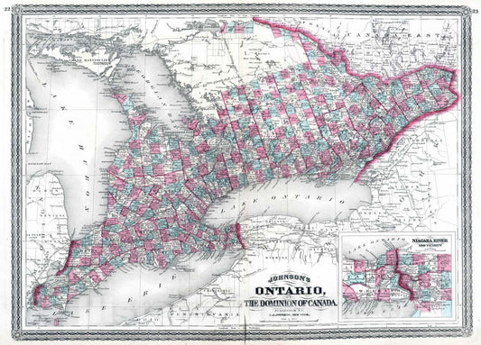 Historic Map : 1870 Ontario. - Vintage Wall Art