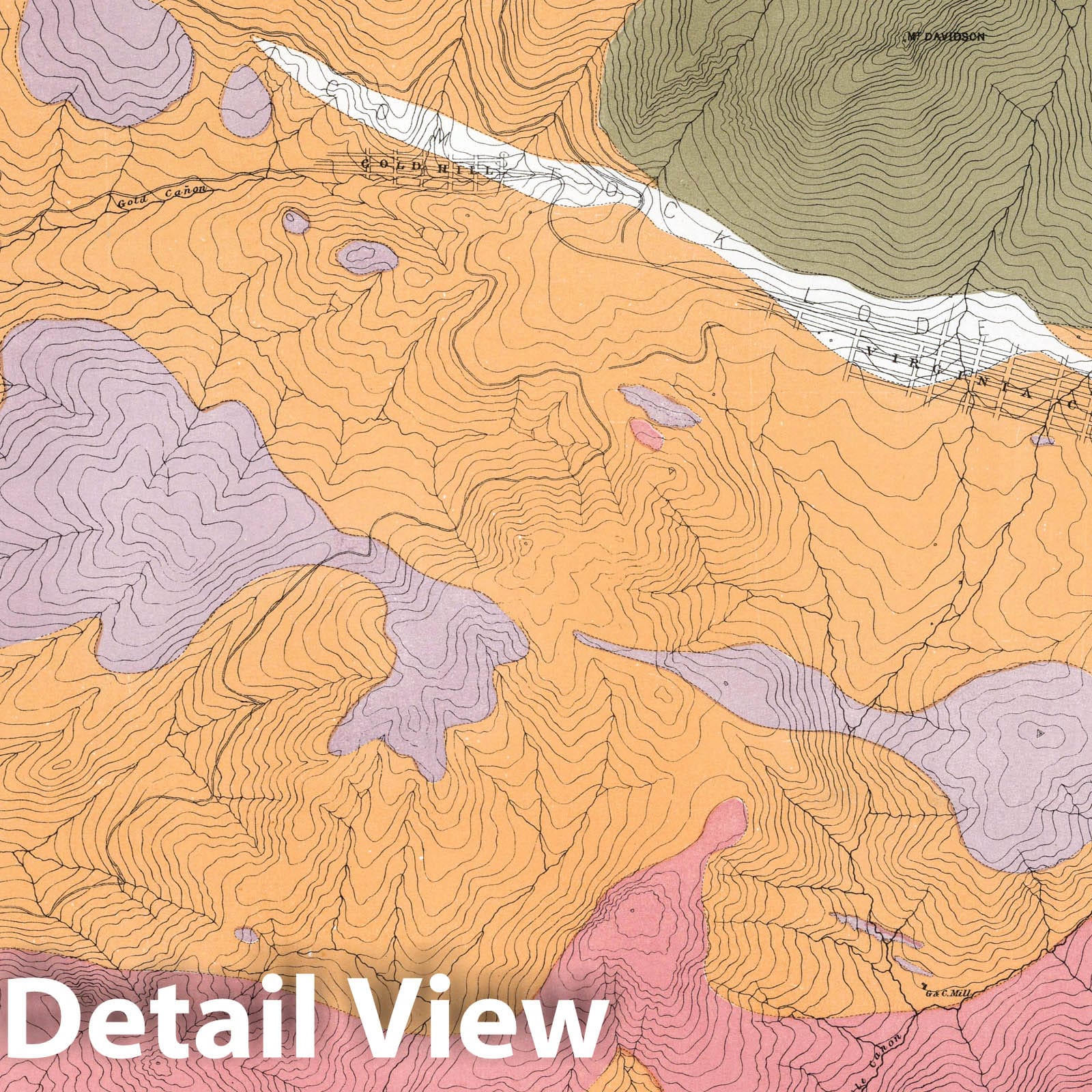 Washoe Mining District - Plate No. 2, 1870 - Geological Map Print