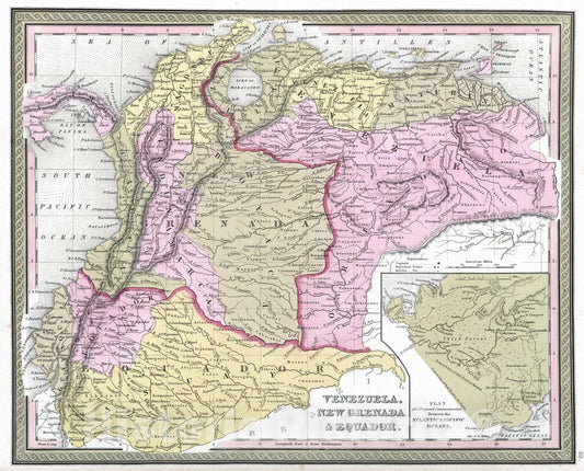 Historic Map : 1849 Venezuela, New Grenada and Ecuador - Vintage Wall Art