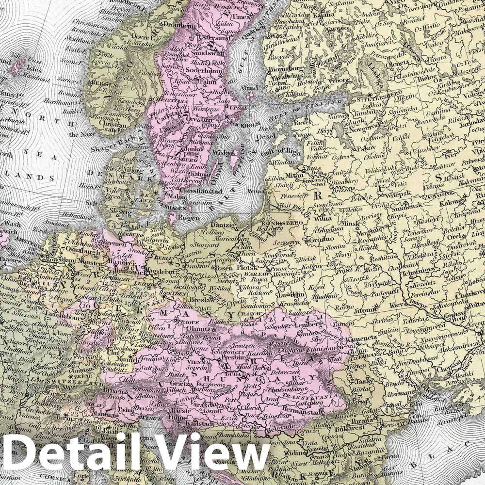 Historic Map : 1849 Europe - Vintage Wall Art