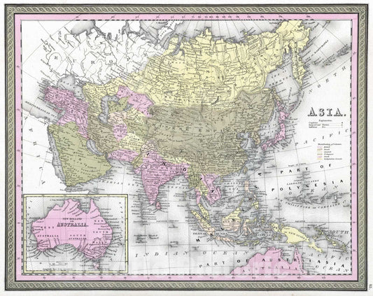 Historic Map : 1849 Asia - Vintage Wall Art