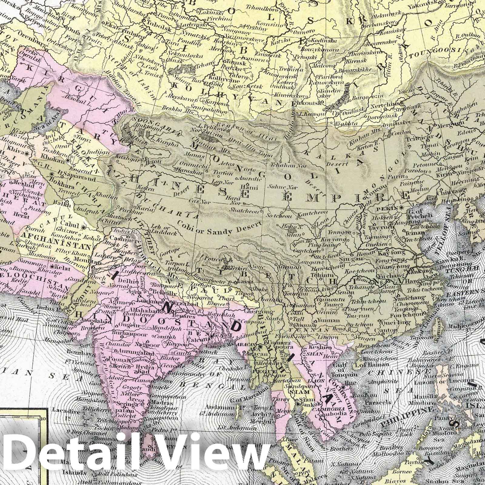 Asia with Australia Inset - 1849 Historical Map Print