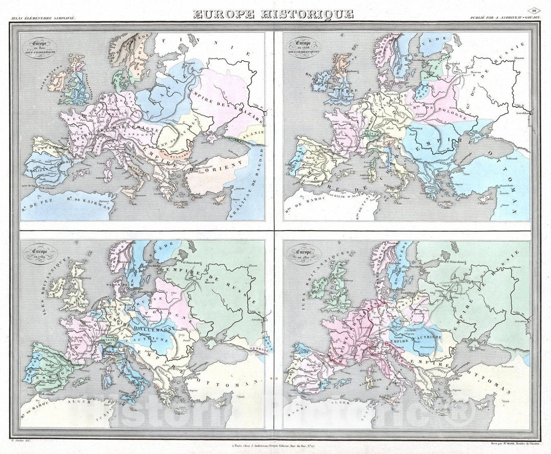 Historic Map : 1838 Europe Historique. - Vintage Wall Art