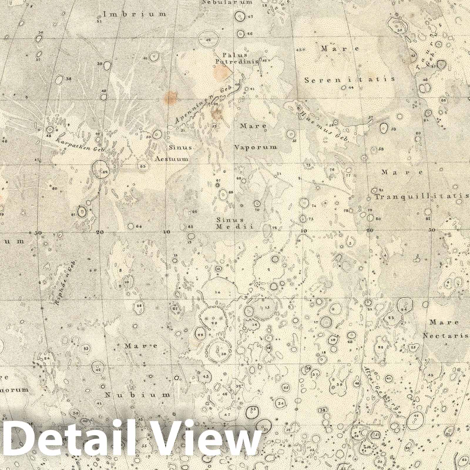 Visible Side of the Moon - Celestial Map, 1872 - Historical Map Print