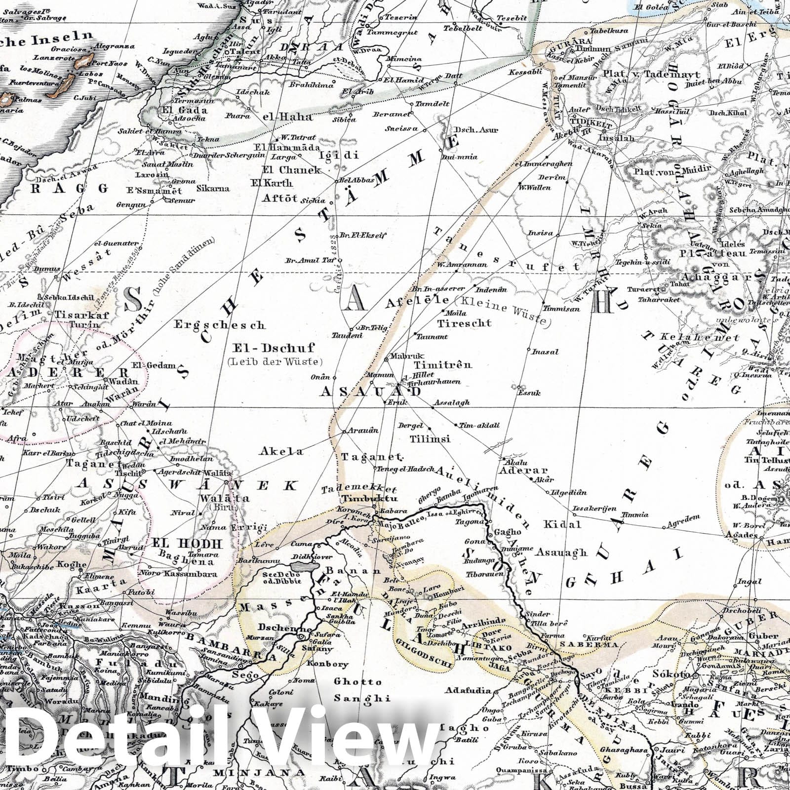 Central and North Africa, 1863 - Historical Map Print