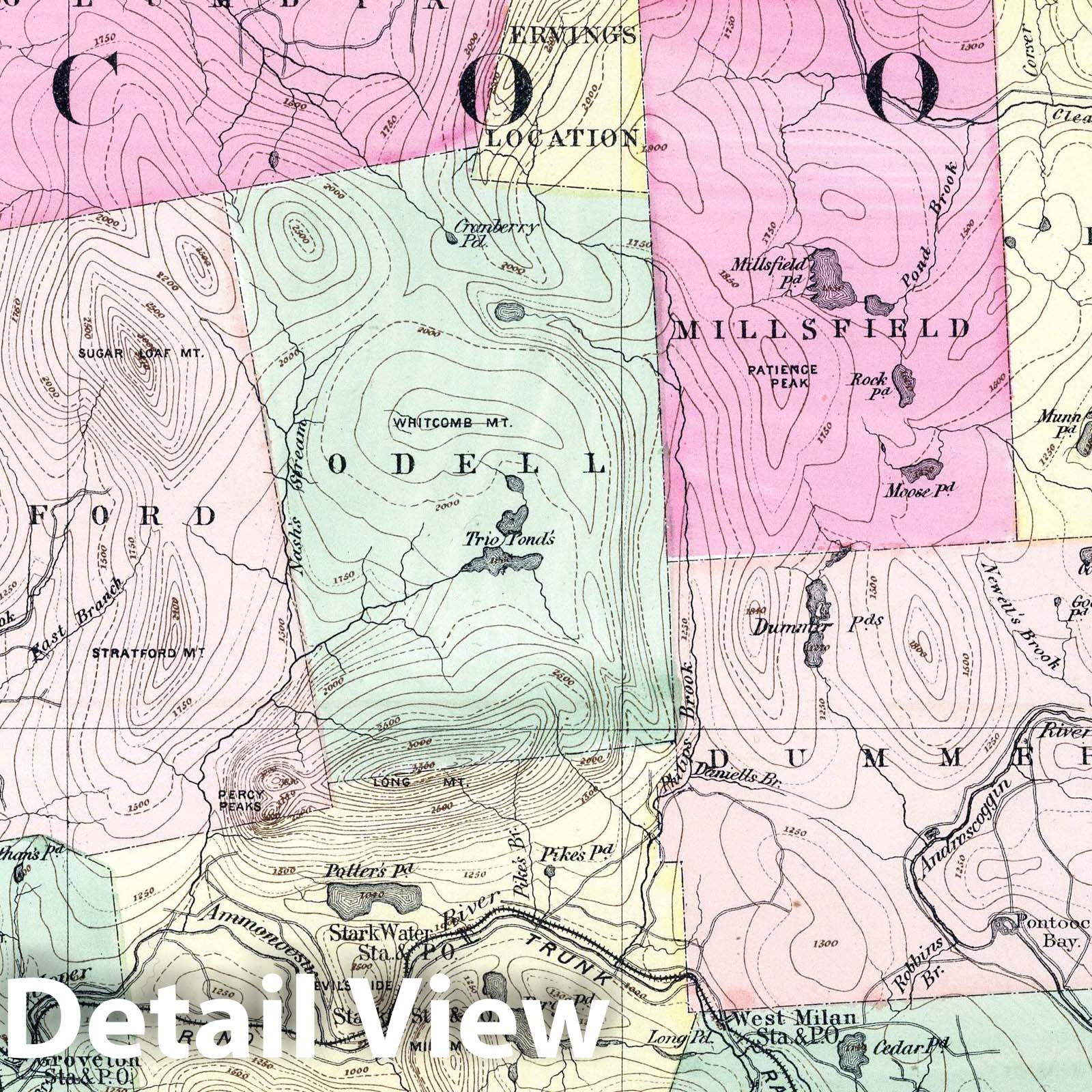 Coos County, New Hampshire - Railroad Map, 1877