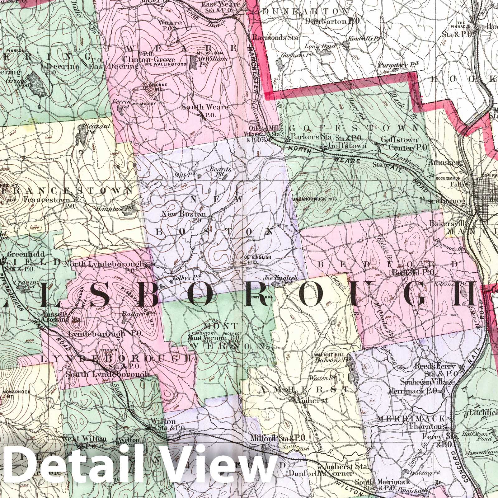 Hillsborough County, New Hampshire - Railroad Map, 1877