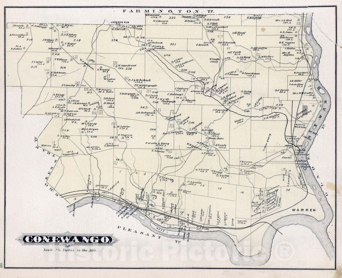 Historic Map : 1878 Conewango, Warren County, Pennsylvania. - Vintage Wall Art