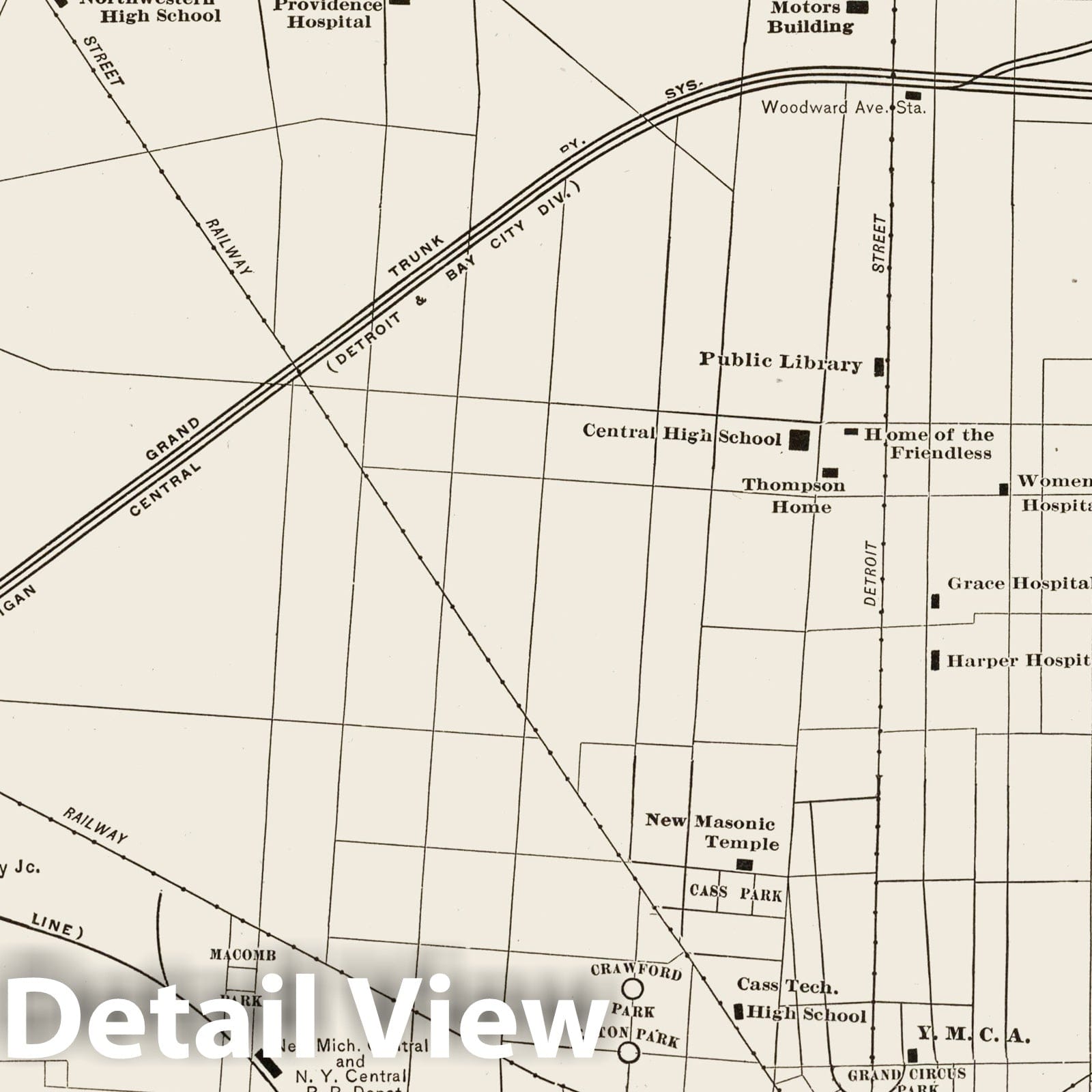 Detroit, Michigan - Railroad Map, 1924 - Rand McNally Commercial Atlas