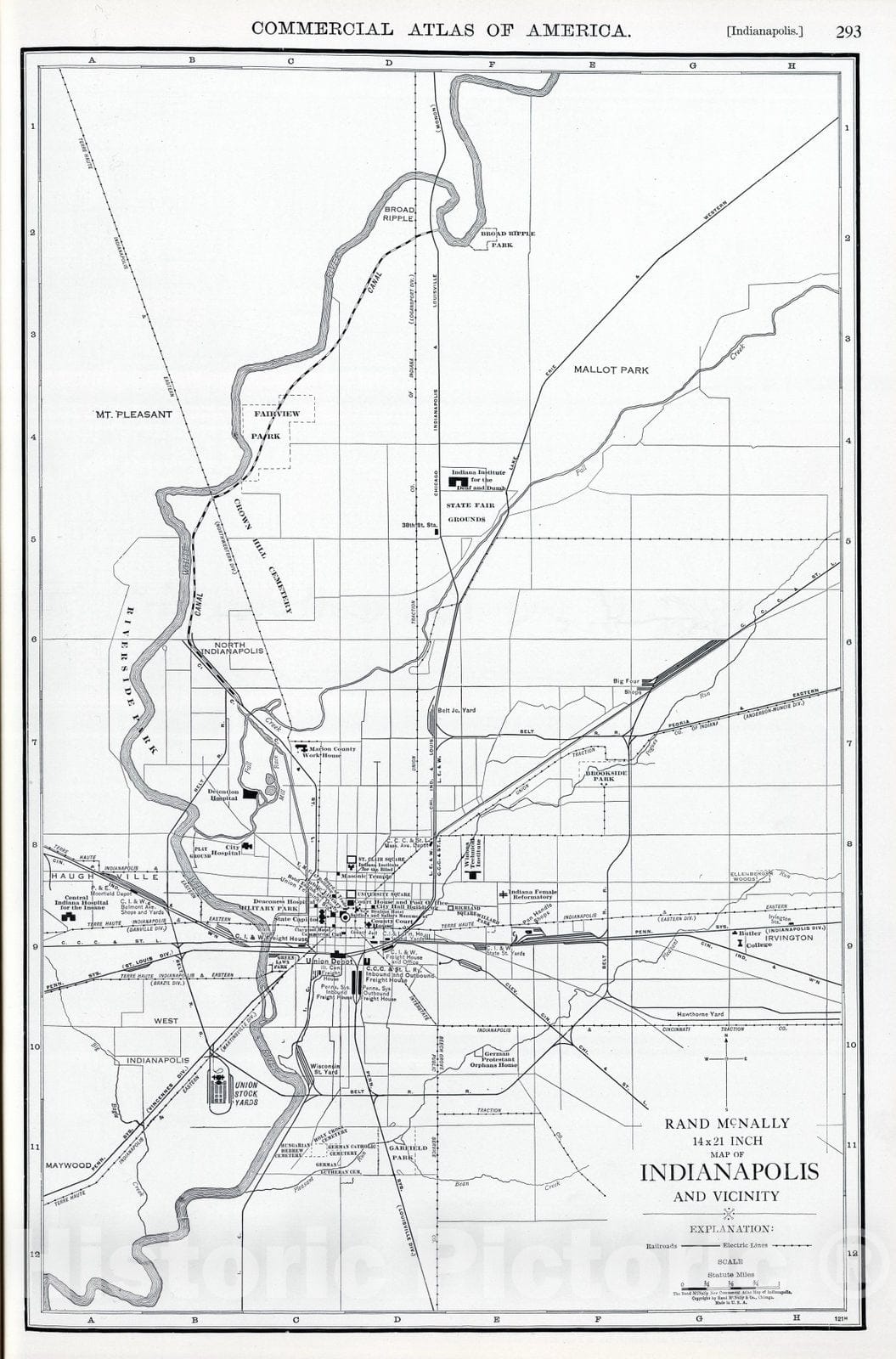 Historic Map : National Atlas - 1924 Indianapolis. - Vintage Wall Art