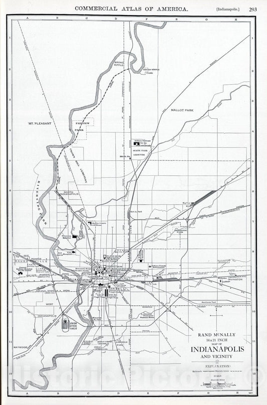 Historic Map : National Atlas - 1924 Indianapolis. - Vintage Wall Art