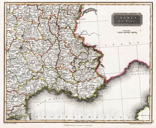 Historic Map : 1817 France, South East Part - Vintage Wall Art