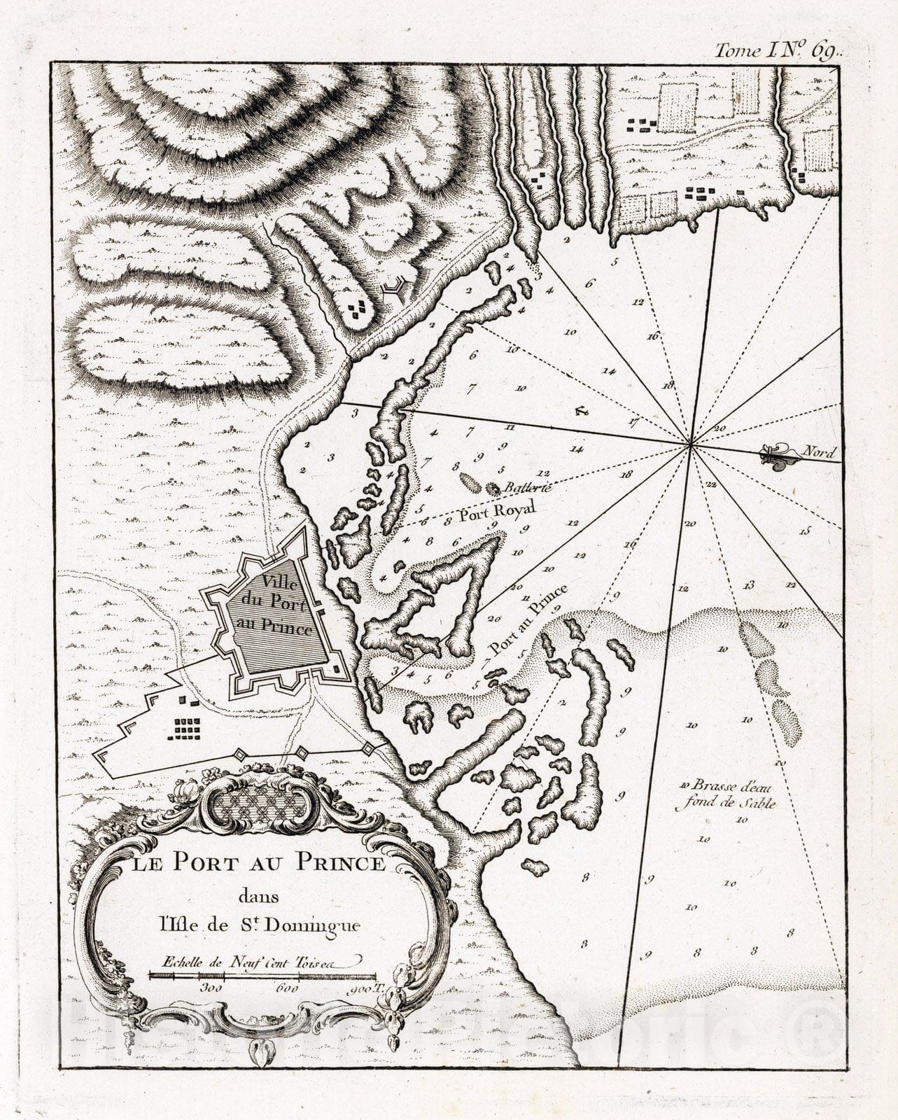 Historic Map : Haiti , Port au Prince (Haiti), 1764 Le Port au Prince dans I'isle de St Domingue. , Vintage Wall Art