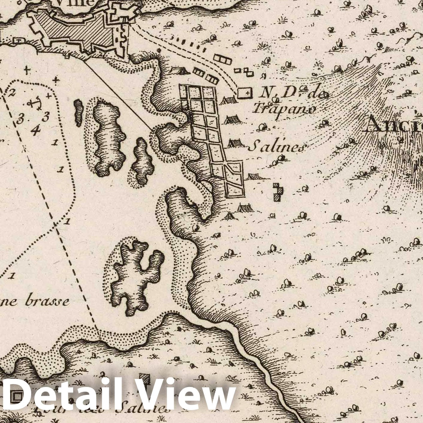 Trapani, Sicily - Nautical Chart, 1764 - Historical Map Print