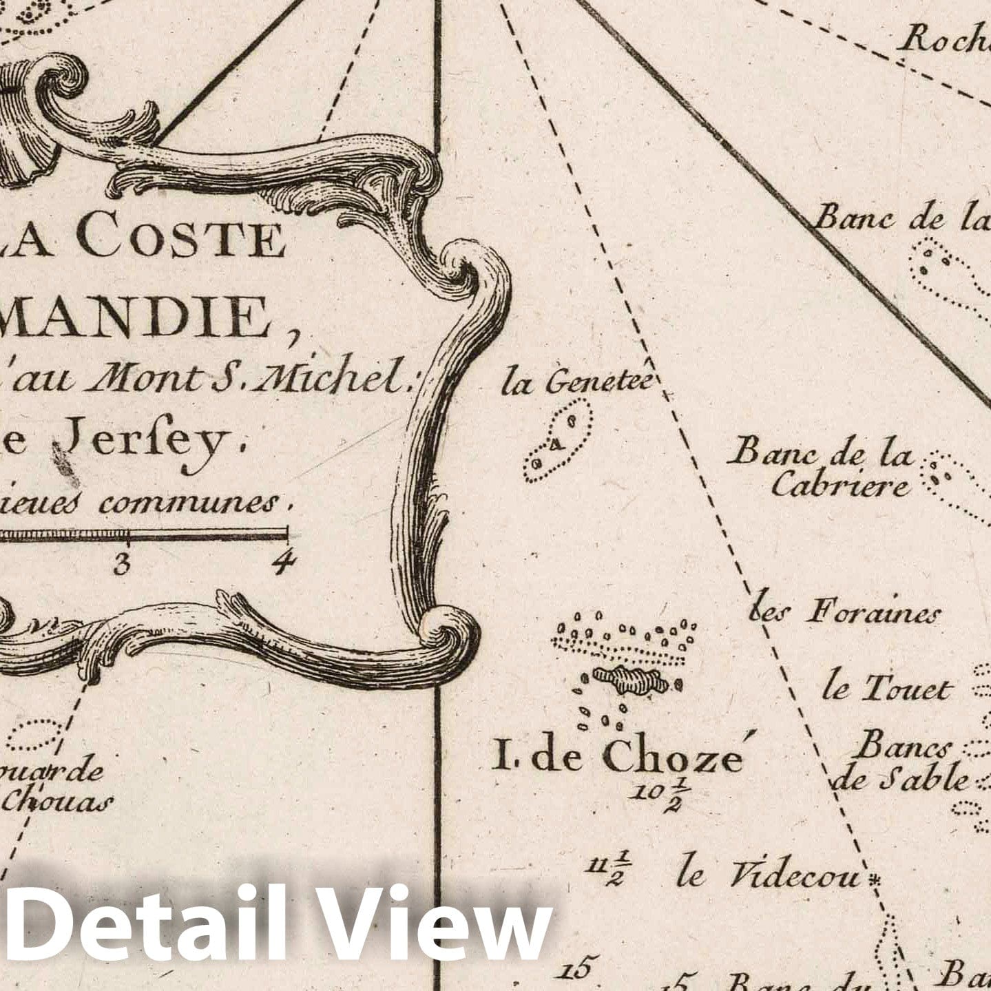 Normandy Coast from Surville to Mont Saint-Michel with Jersey - 1764 Nautical Chart