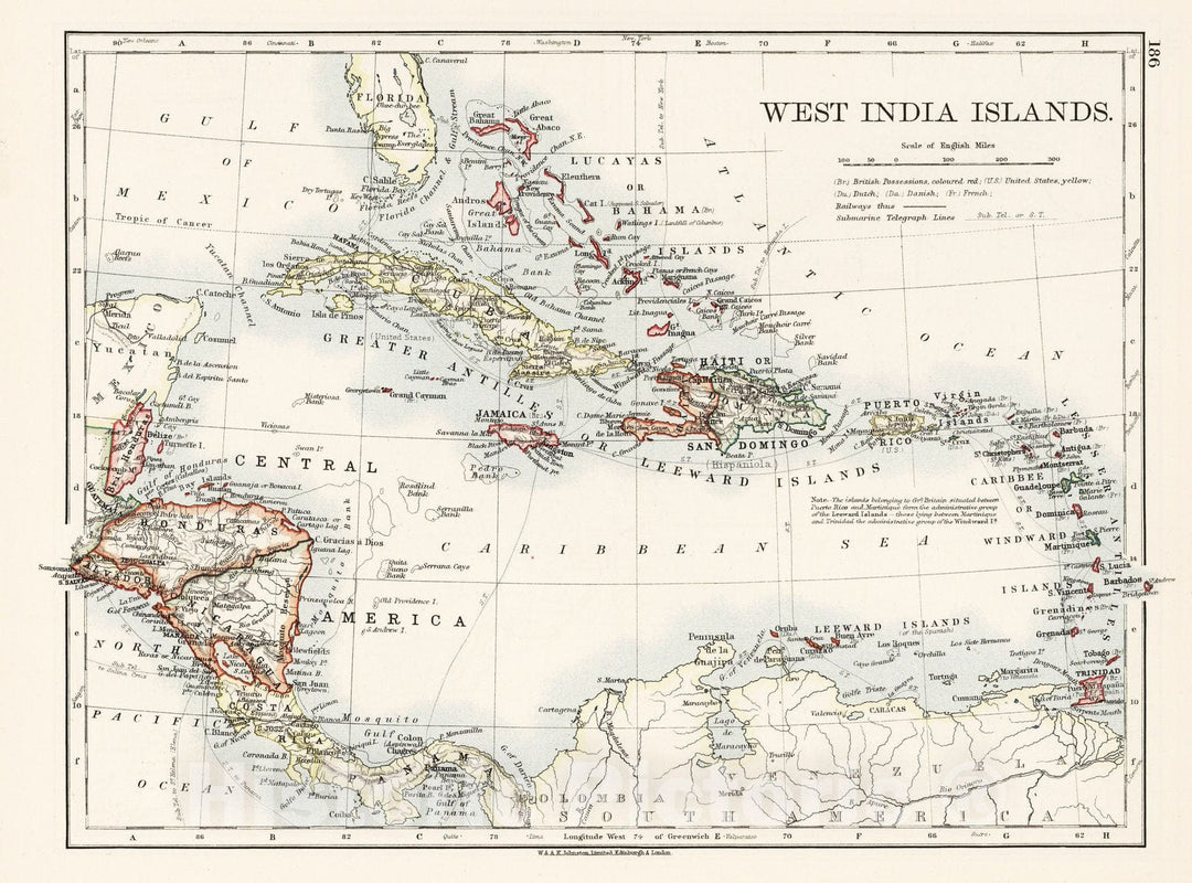 Historic Map : 1906 West India Islands. - Vintage Wall Art
