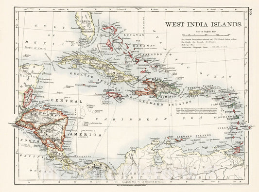 Historic Map : 1906 West India Islands. - Vintage Wall Art