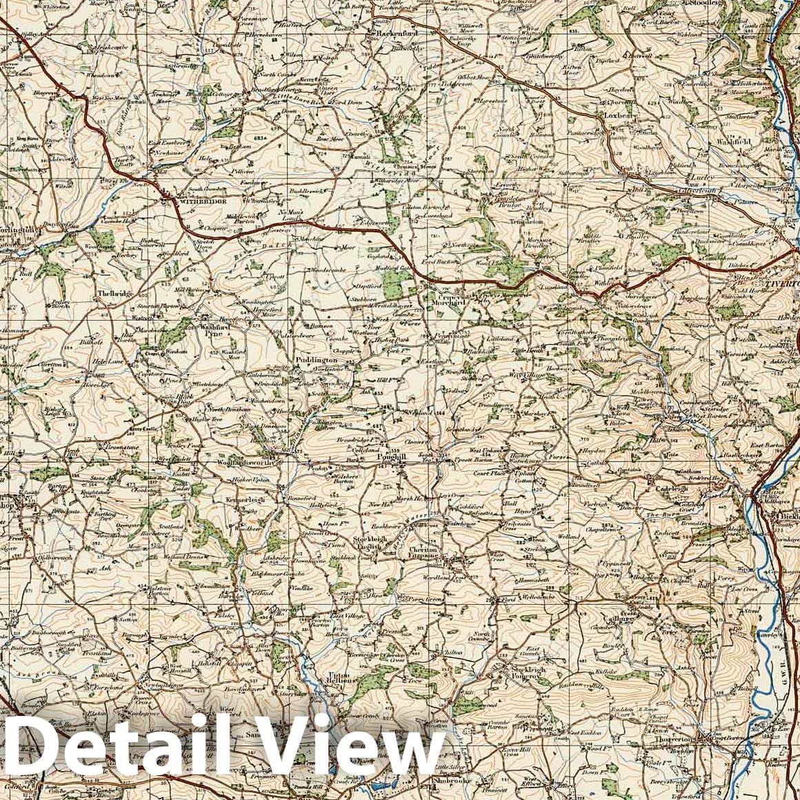Tiverton, England - Survey Map, 1913 - Ordnance Survey Historical Print