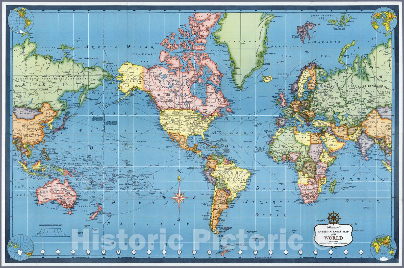 Historic Map : Case Map - 1957 Hammond's World. - Vintage Wall Art