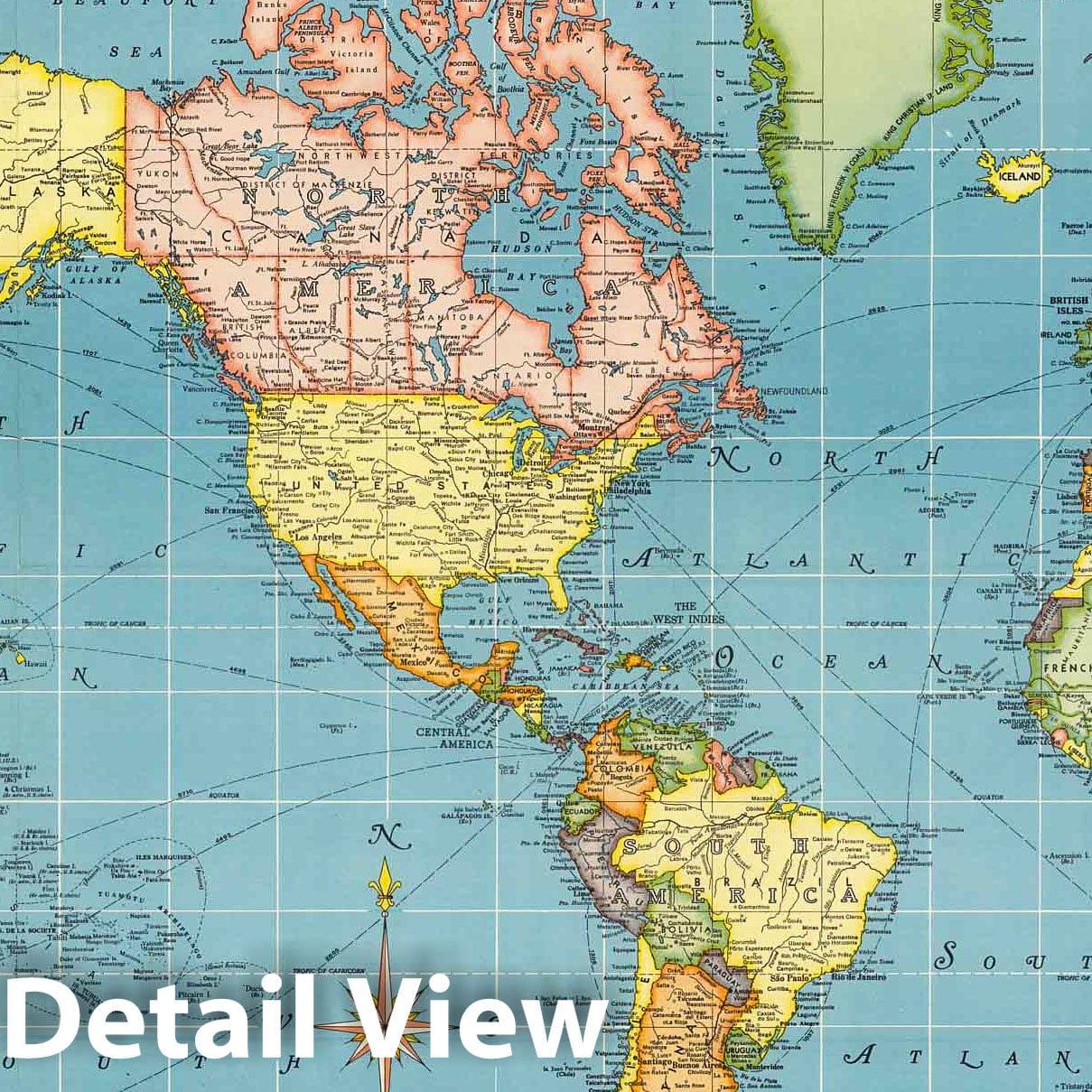 Historic Map : Case Map - 1957 Hammond's World. - Vintage Wall Art