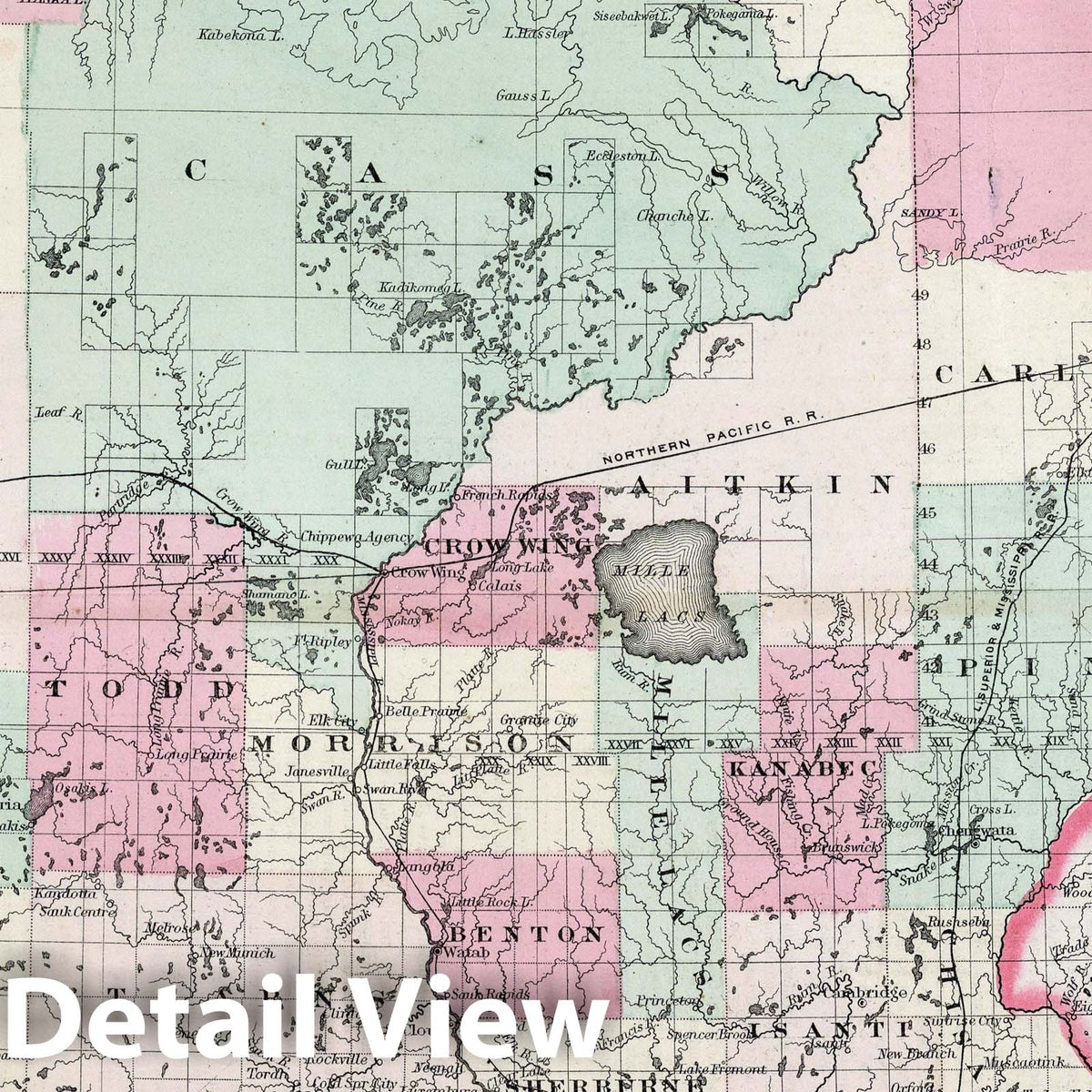 Minnesota, 1869 - Historical Map Print from Colton's Atlas