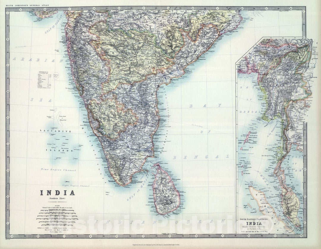 Historic Map : 1911 India (southern sheet). - Vintage Wall Art