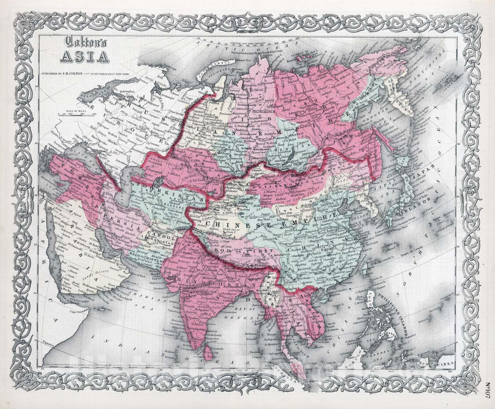 Historic Map : 1865 Asia. v3 - Vintage Wall Art