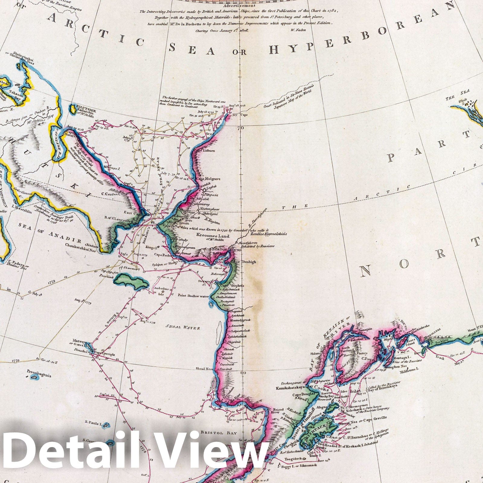 Northwest America and Northeast Asia - Nautical Chart, 1808 - Historical Map Print