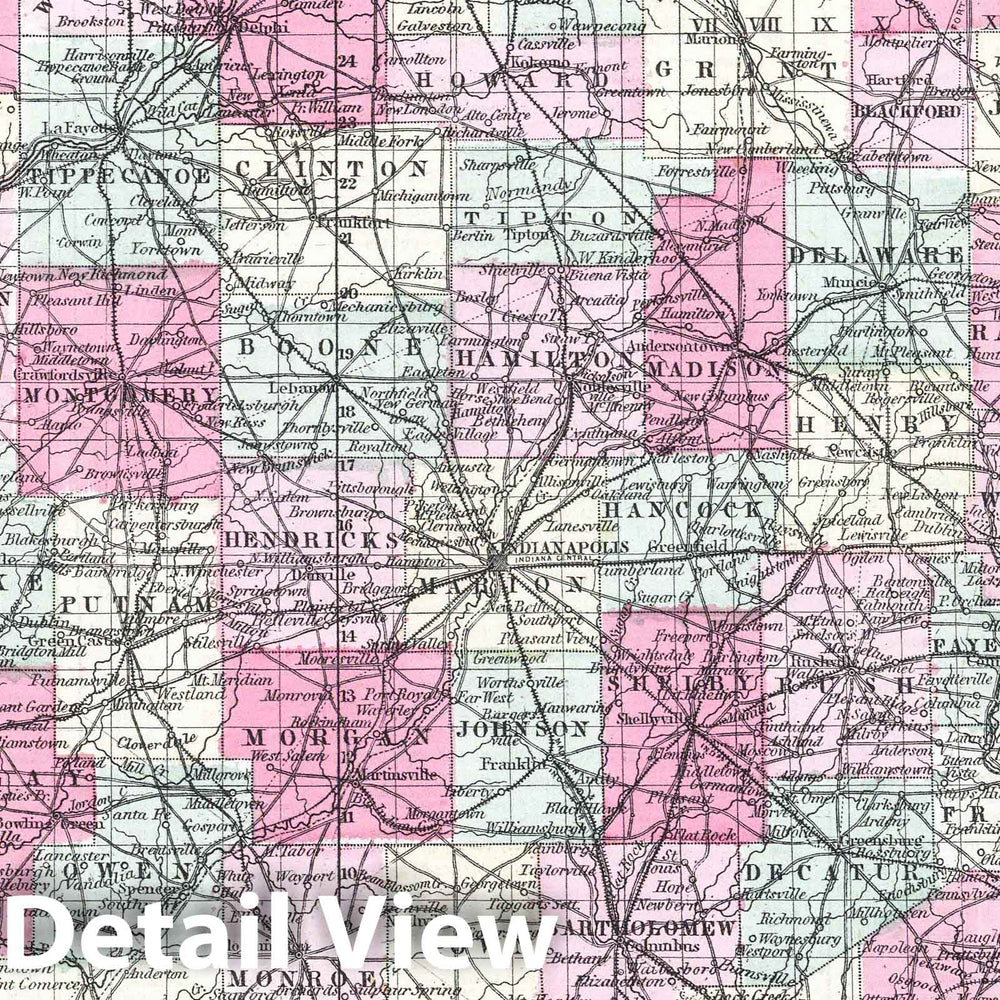 Historic Map : 1865 Indiana. - Vintage Wall Art
