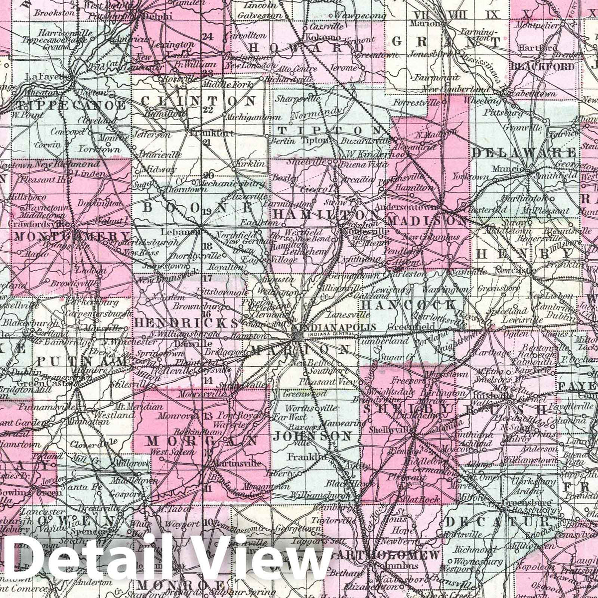 Indiana - Boundary Map, 1865 - Colton's General Atlas