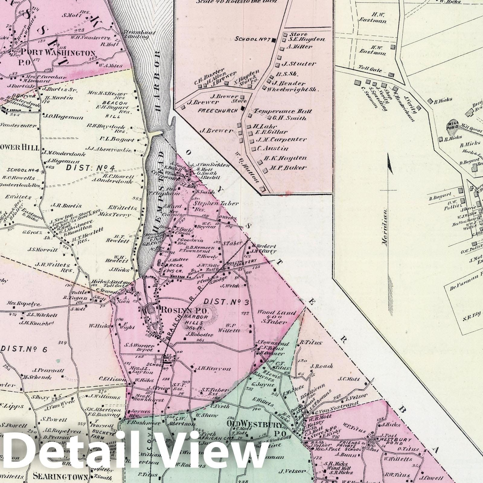 North Hempstead, Long Island, New York - Property Map, 1873 - Historical Atlas Print