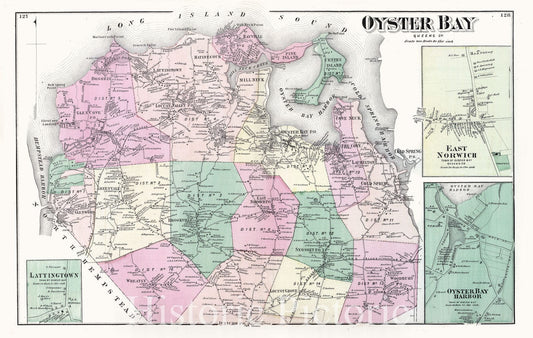 Oyster Bay, Long Island, New York - Property Map, 1873 - Historical Map Print