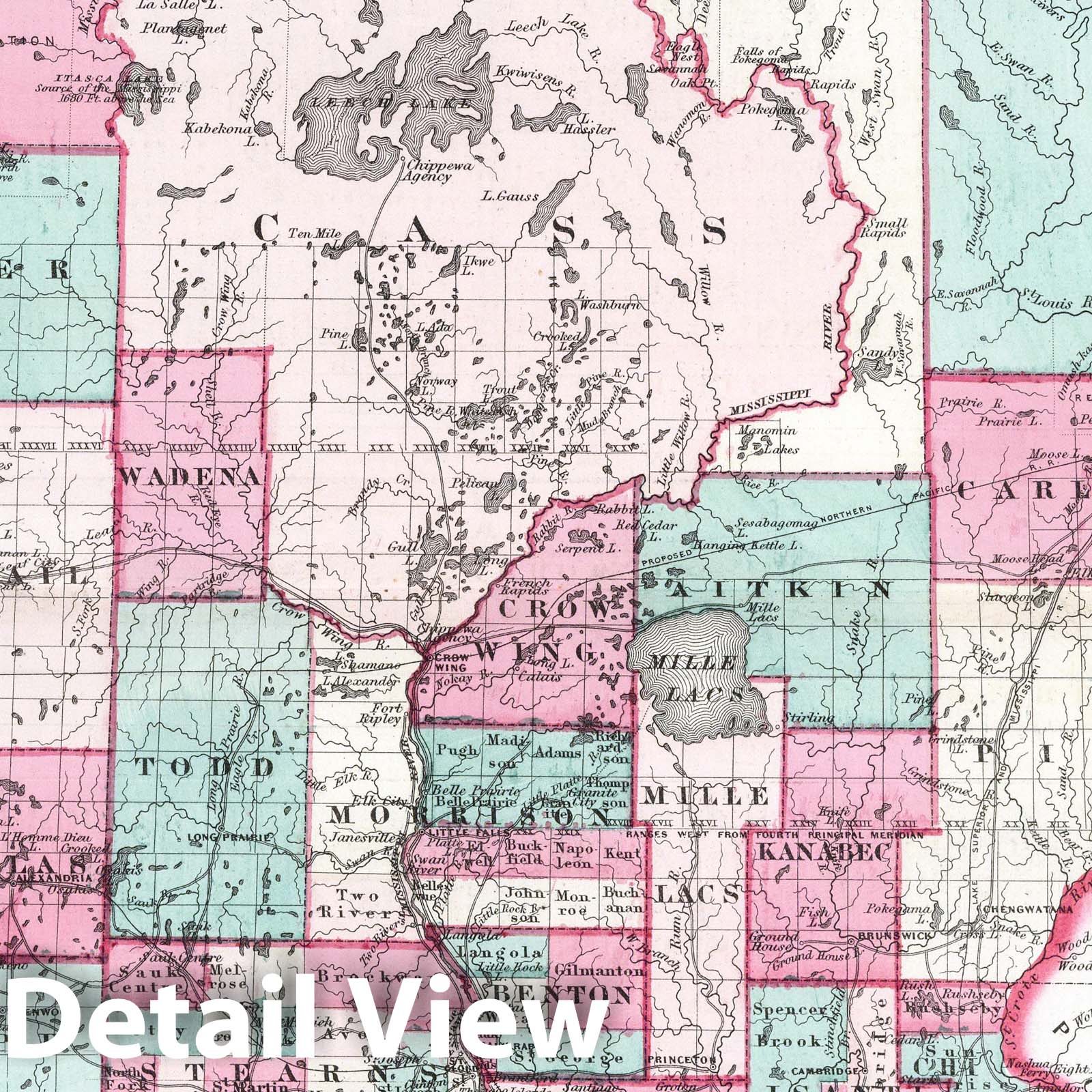 Historic Map : 1870 Minnesota. - Vintage Wall Art