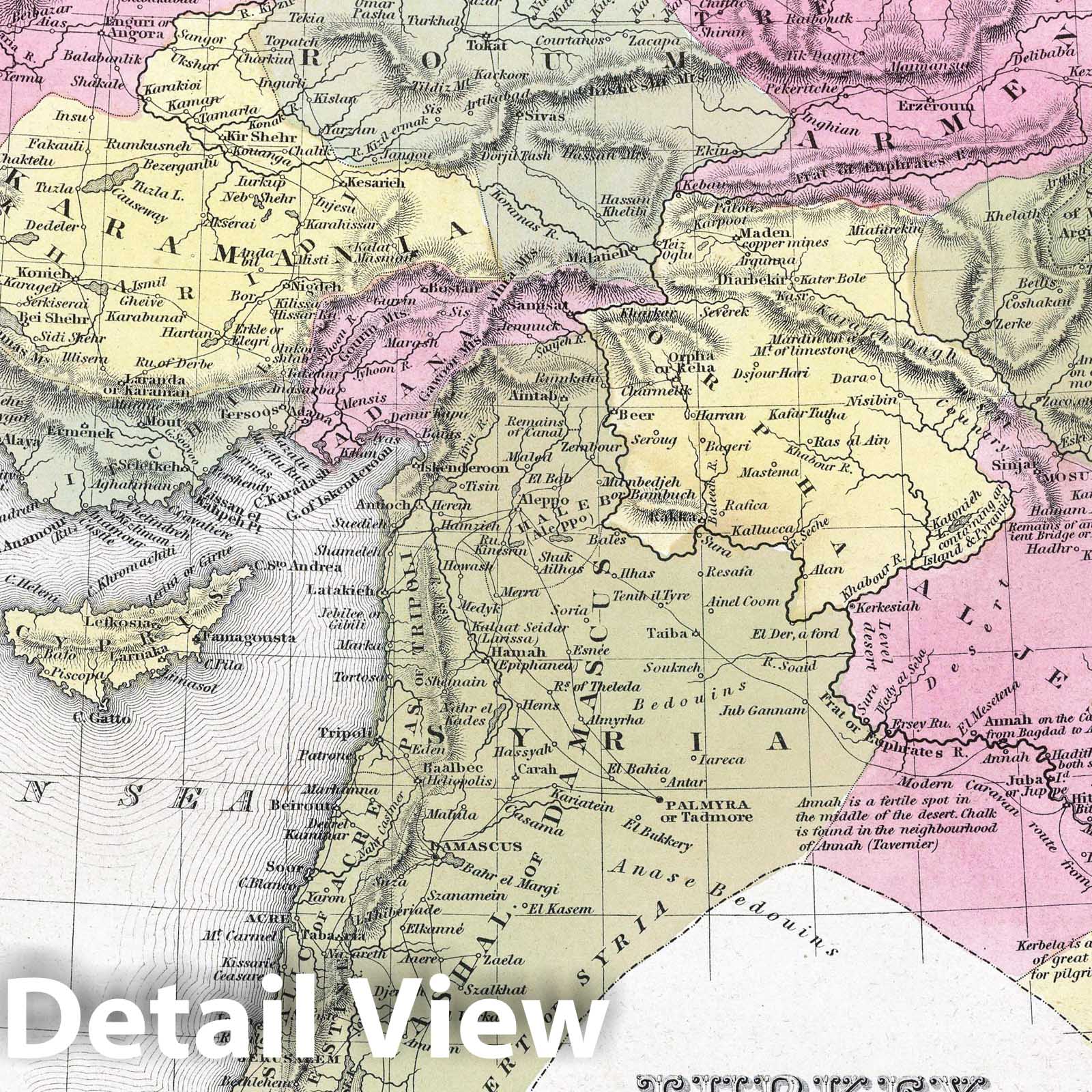 Turkey in Asia with Environs of Constantinople - 1849 Historical Map Print