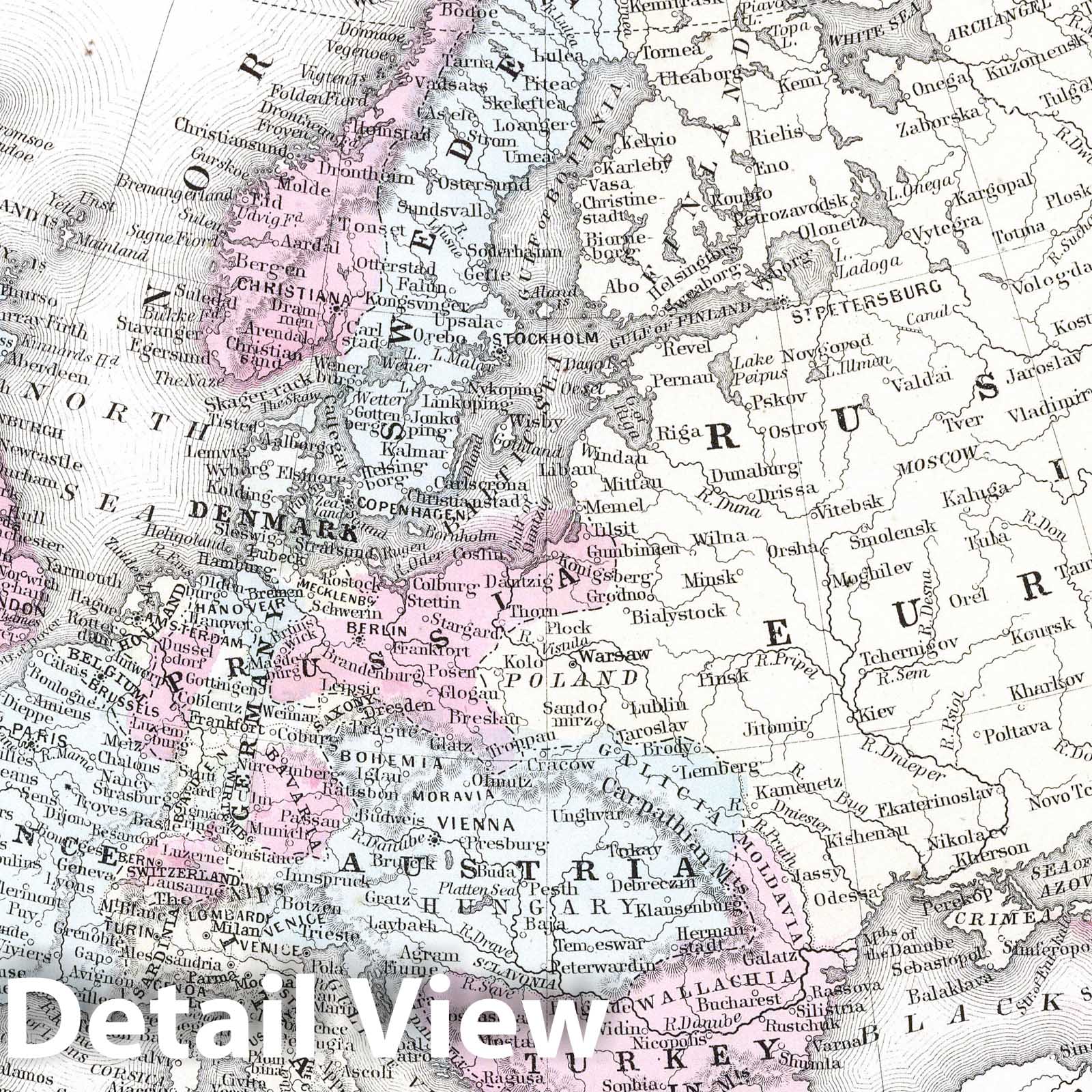 Europe - Political Divisions, 1865 - Historical Map Print