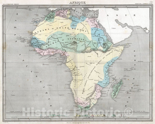 Historic Map : 1838 Afrique. - Vintage Wall Art