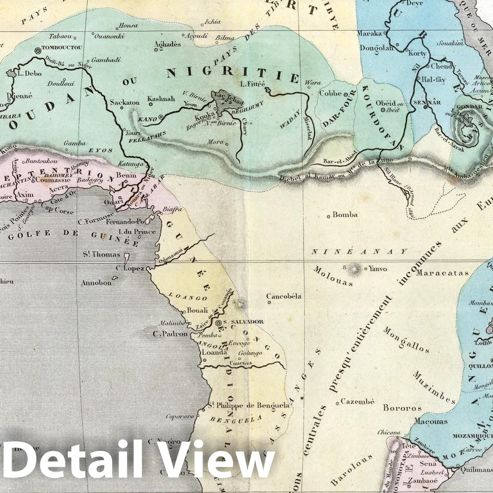Africa, 1838 - Historical Map Print from Atlas Elementaire Simplifie