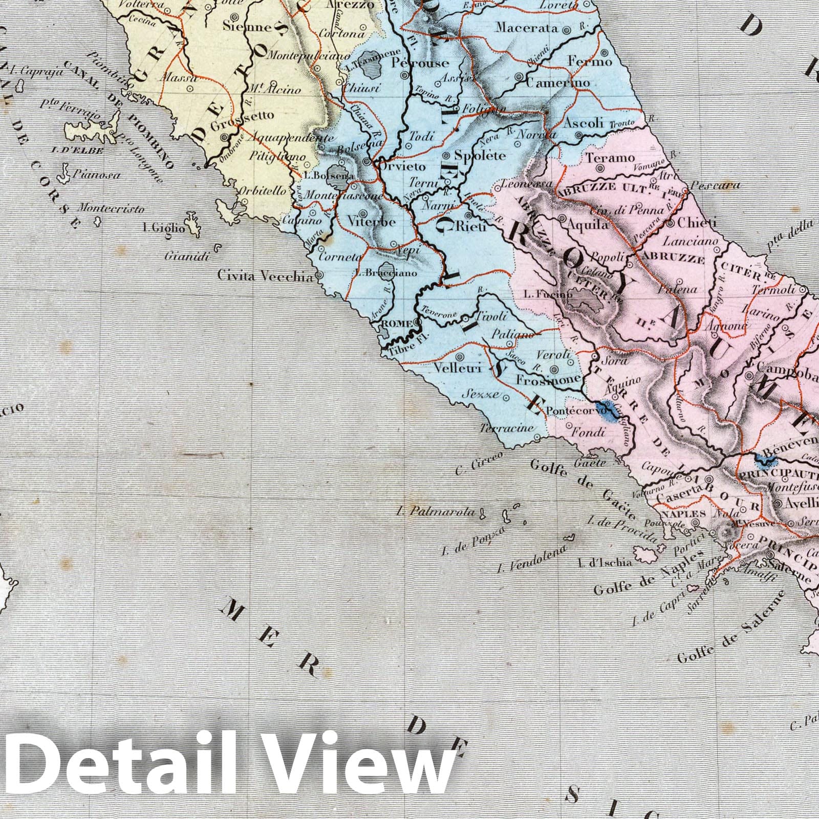 Italy 1838 Historical Map Print - Hand-Colored Atlas Reproduction